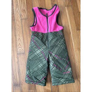 Columbia Baby Girls Snow Pants Bib Overalls Fleece Top Plaid Size 18 Months